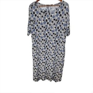 Rosso35 floral print short sleeve stretchy dress pockets scoop neck size XL